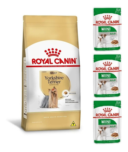 Kit Ração Yorkshire Adult 2,5kg E 3 Sachês Mini Royal Canin