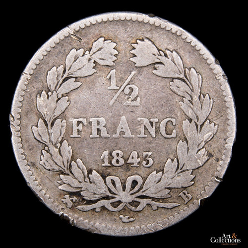 Francia, Luis Felipe I, 1/2 Franc, 1843. Plata. F+ (Usado)