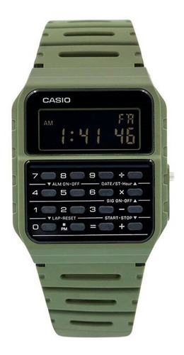 Reloj Casio Calculadora Ca-53wf-3b Digital - Verde Color De La Correa Verde Oscuro Color Del Bisel Negro Color Del Fondo Gris