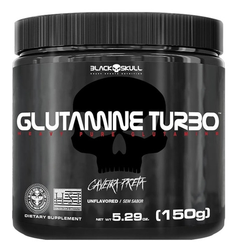 Glutamine Turbo 150g - Black Skull Caveira Preta Sabor Sem sabor