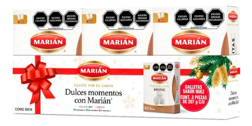 3pack Caja Galletas Sabor Nuez Marián 207g C/u Deliciosas