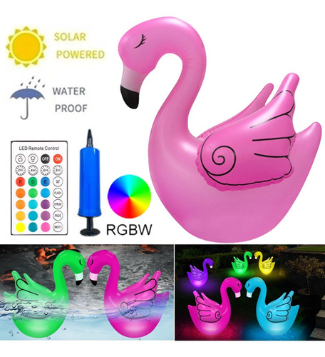 Piscina De Cisne Solar Inflable Impermeable 16 Luces De Colo