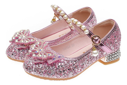 Zapatos Princesa De Boda Lentejuelas Niña Con Lazos Y Perlas
