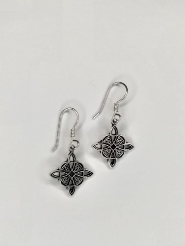 Aretes Nudo De Brujas Chico Curado Luna Llena Plata 925