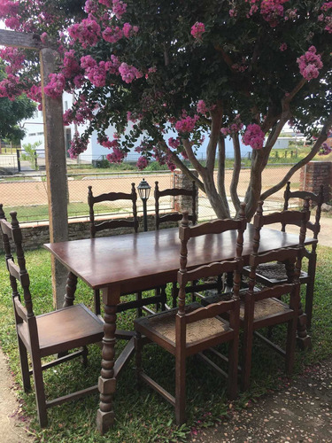 Mesa Antigua De Madera Para 6 Personas.