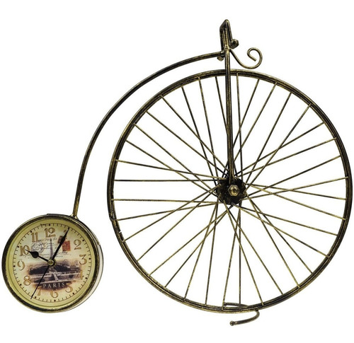 Relogio De Mesa Diâmetro12cm Bicicleta Antiga Decorativa