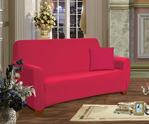 Elegant Comfort Furniture Jersey Stretch Slipcover Sofa Ruby Color Rubí Liso