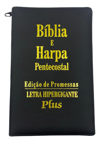 Bíblia E Harpa Pentecostal Com Zíper Hipergigante Preta 1 Un