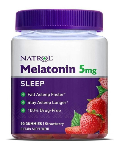 Melatonina Natrol 5 Mg 90 Gomitas Ayuda Dormir Y Relajación! Sabor Fresa