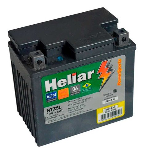 Bateria De Moto Heliar Htz5l 12v 4ah Cg125/150 Biz/100/125/