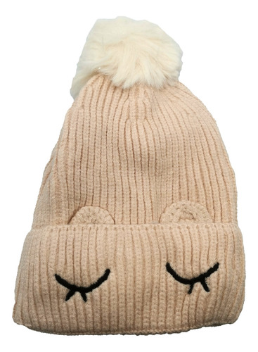 Touca Infantil Inverno Pompom Forrada Grosso Smiley De Frio