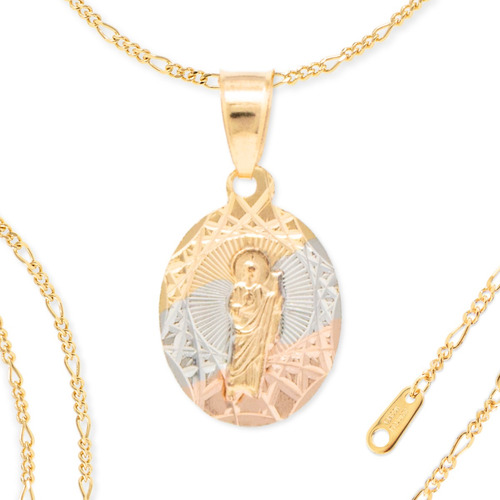 Collar De San Judas Tadeo En Chapa Oro 22k Bautizo Comunión