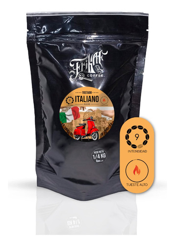 Cafe 1/4 Kg  En Grano Tostado Italiano, Sin Azucar,  Brasil