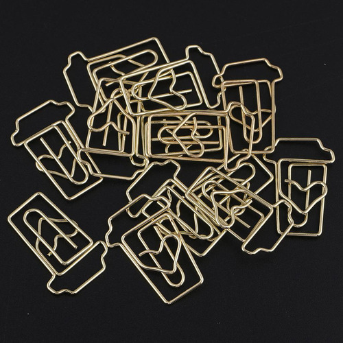 12pcs Clips De Papel Dorados Papelería Divertida Material