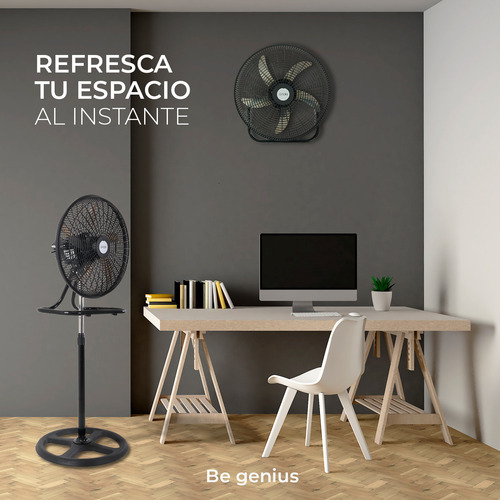 Ventilador 3 En 1 Pedestal Piso Y Pared Con 3 Velocidades De Potencia Y 5 Aspas De Polipropileno Ventilador Oscilatorio Silencioso De Altura Ajustable 18 Pulgadas 50w - Set 2 Piezas