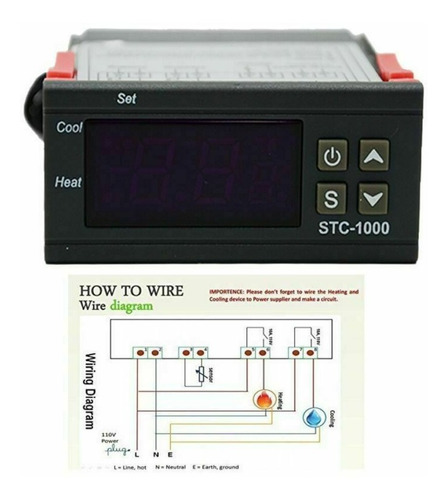 Termostato Stc-1000 Digital 10amp -50ºc Hasta 90ºc