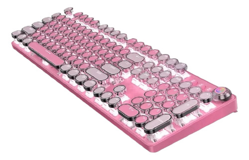 Teclado Gamer Mecánico Teclas Redondas Led Rgb Con Ñ Rosado