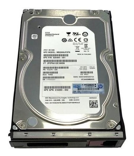 Disco Rigido Hpe 834133-001 - Capacidad 2tb Sas 12g