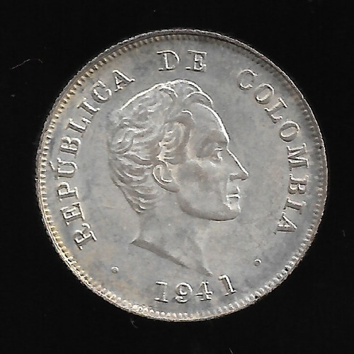 Colombia 20 Centavos 1941 Plata S/c