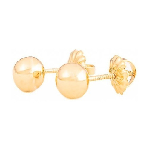 Aros Bolita #3 Pelotitas Oro 18k,zarcillos Para Mujer Y Niña