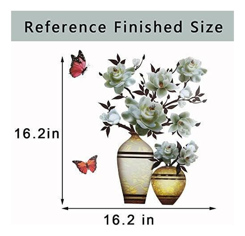 Jarrón 3d Floral Para Pared, Pegatinas Decorativas