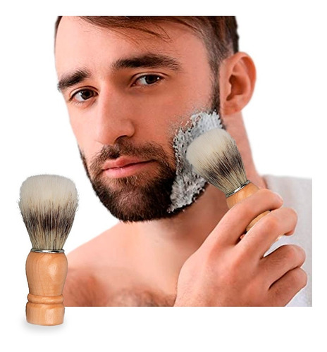 X1 Unidad Brocha Afeitar Barba Hombre Mango Madera Obelisco 