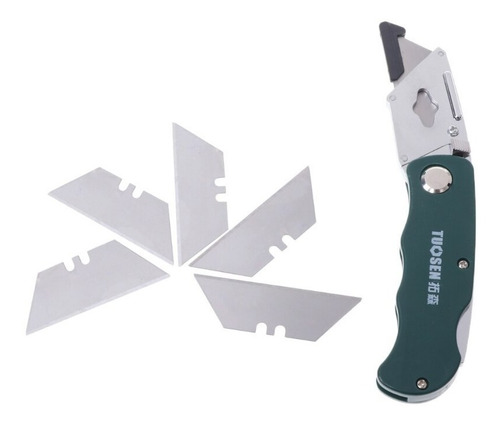 Navaja Plegable De Trabajo Uso Rudo Con 5 Repuestos Cuchillo