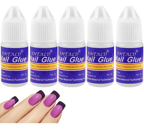 Pegamento Nail Glue Para Uñas Postizas Tips Strass Gotero X5