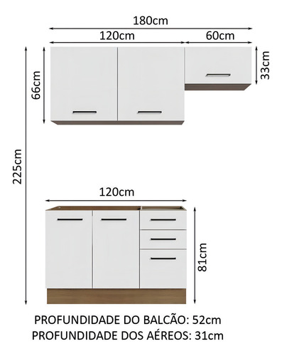 Cocina Integral Completa Modular Madesa Agata 180cm Color Rustic/Blanco 09
