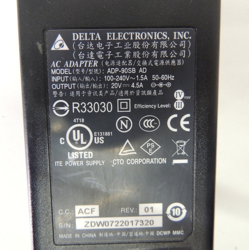 Carregador Notebook Adp 90sb Ad 20v 4.5ª