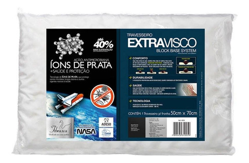 Travesseiro Nasa Alto Extravisco Antibacteriano 50x70 Fibras Cor Branco