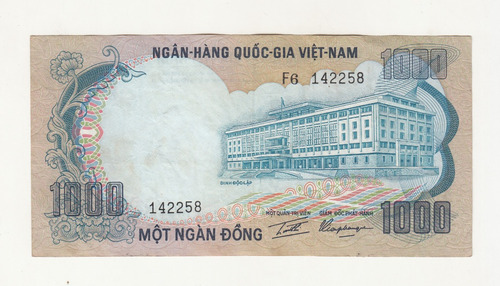 Billete Vietnam Del Sur 1000 Dong 1972 Guerra Vietnam (c85).