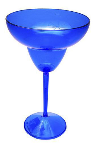Kit 10 Taças Margarita De Acrílico Azul Royal Cristal 350 Ml