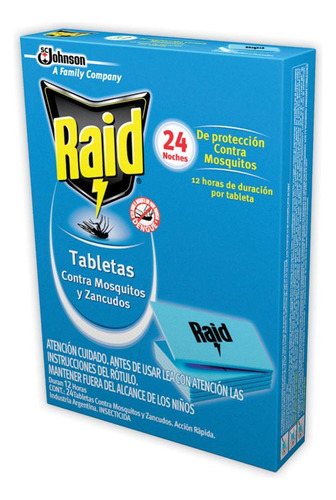 Pack X 18 Unid. Tableta  Mosq 24 Un Raid Aparatos-tabletas