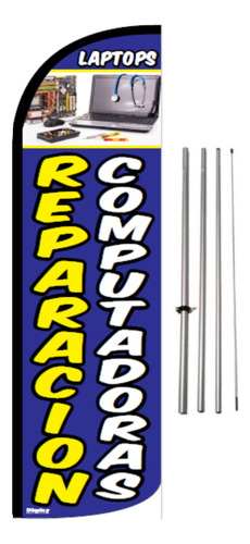 Reparación Computadoras Bandera Publicitaria Con Estructura