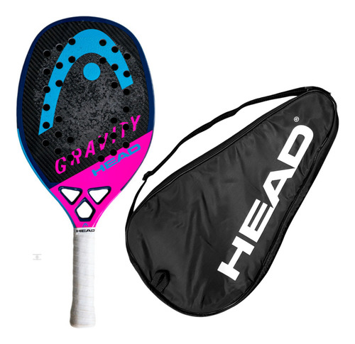 Raquete Head Beach Tennis Gravity 2025 Carbono 3k Com Capa Cor Azul/rosa