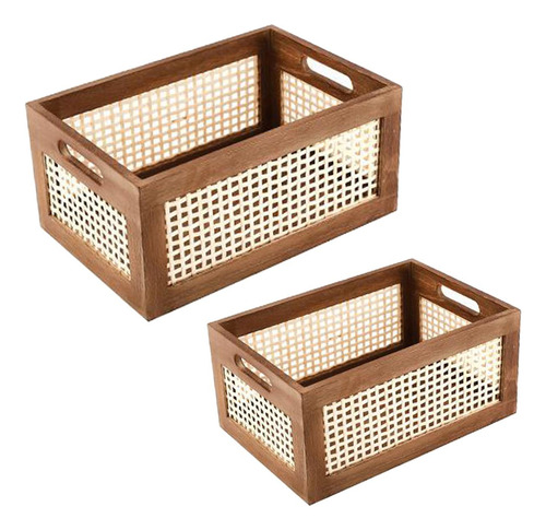 Cesta Rústica Decorativa, Caja De Pequeño Y Grande