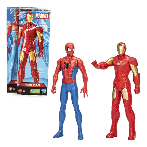 Kit 2 Bonecos Marvel Clássicos Homem Aranha & Homem De Ferro