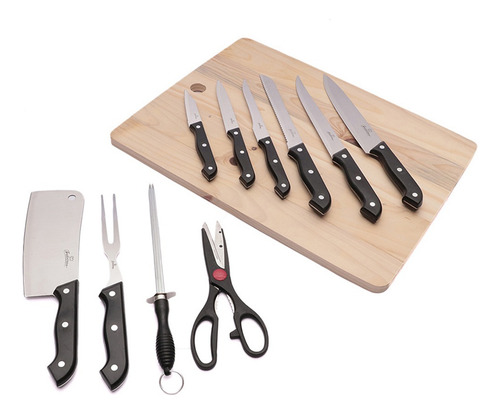 Juego De Cuchillos 10 Piezas Con Tabla De Madera Cocina