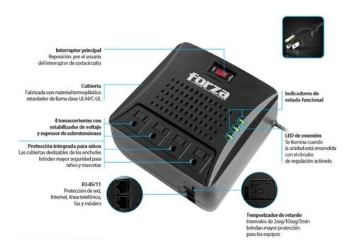 Imagen 4 de 5 de Regulador De Voltaje Automático Forza 3001 Va / 1500 W .