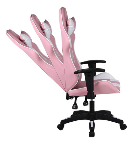 Silla Gamer Ergonomica Rosa y Blanca Hemmel Reclinable 150kg Para Pc Escritorio Altura Ajustable