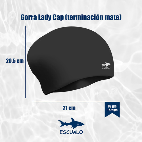 Gorra Natación Modelo Lady Cap Negro - Escualo Cabello Largo Diseño de la tela Liso Talla unitalla