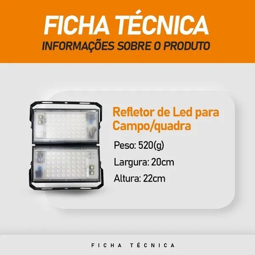 Holofote Refletor Led 200w N1 Iluminação Quadra Futsal Bivol Cor da carcaça Prateado Cor da luz Branco-frio 110V/220V