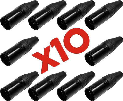 Pack 10 Fichas Xlr Canon 5 Pines Macho Cable La Roca - Cuota