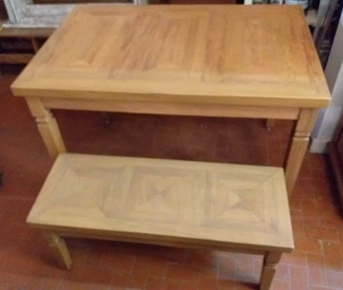 Conjunto Mesa C/ Banco + Aparador Bancada Madeira Maciça