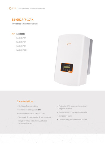 Inversor Solis De 8kw A 220v, 3 Mppt, 2 Fases Con Wifi