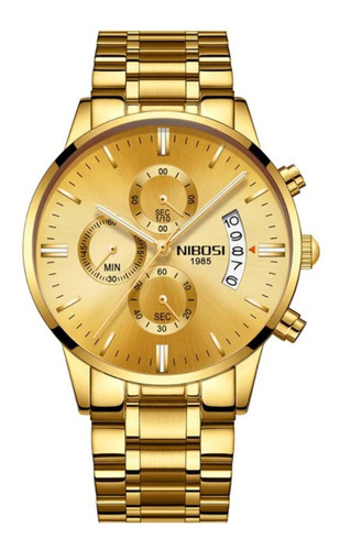 Relógio Masculino Nibosi 2309 Clássico Dourado