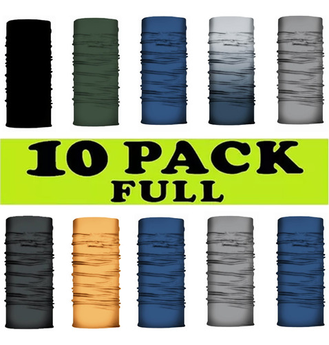 10 Pack Full - Bandana, Bufanda, Mascara Moto, Ciclismo, Sol