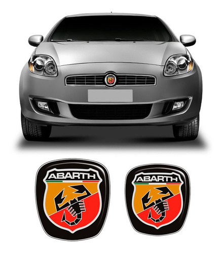 Kit 2 Adesivos Emblemas Fiat Bravo Abarth 2010 Até 2016