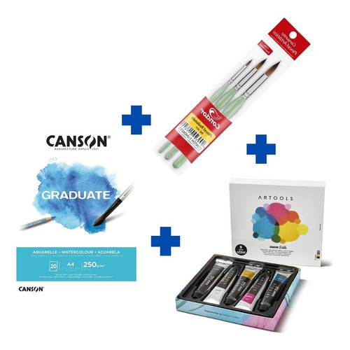 Kit Guache Artools + Pincel Condor 403 + Canson Graduate A4
